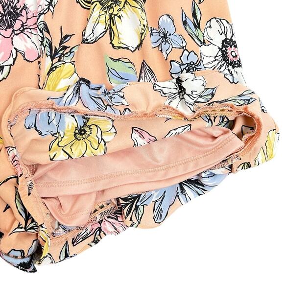 Sienna Sky Romper Womens Size M Peach Pink Floral Ruffles Whimsical Feminine Fun - Picture 5 of 9